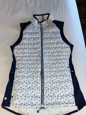 Peter Millar Navy & White Quilted Paisley Lined Vest